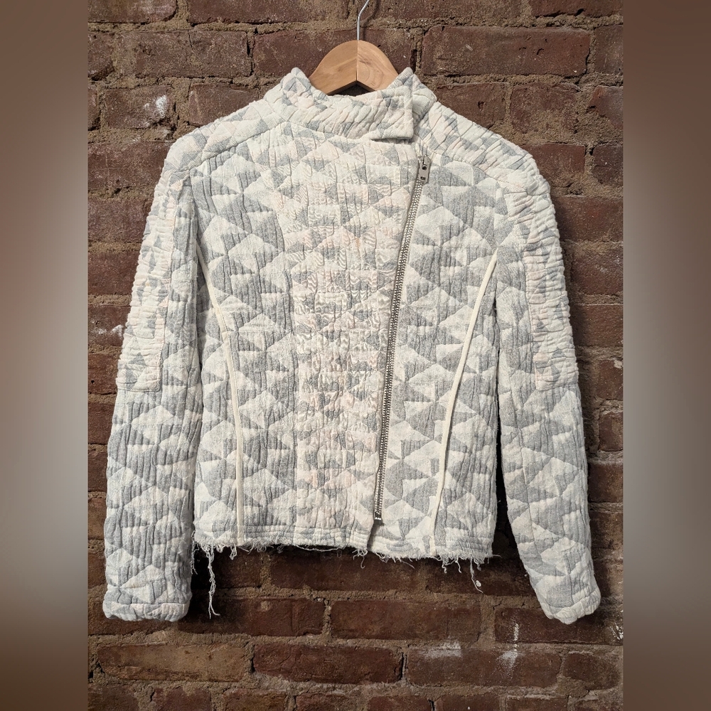 IRO Womens XS (34) Otavia Quilted Raw Edge Asymmetric Zip Jacket MSRP $610